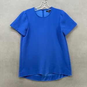 Madewell Royal Blue Textured Short Sleeve Crew Neck Top Women's XS